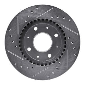 Kia Spectra Brake Rotor (1) - Front Right - R1 Concepts - Drilled & Slotted - Silver - `04-`09